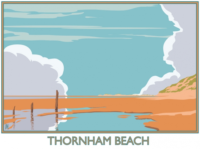 Thornham, norfolk, Railway posters, posters, Bryan Harford, Beach, North Norfolk, 