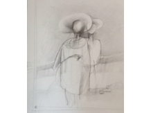 Hats, beach, Hunstanton, norfolk, pencil drawing, bryan harford