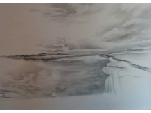 pencil drawing, titchwell, norfolk, bryan harford, landscape