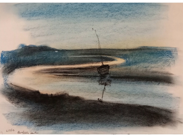 pastel painting, burnham overy staithe, norfolk, bryan harford, landscape