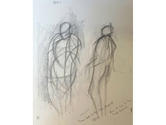 Two Figures, pencil drawing, norfolk, bryan harford